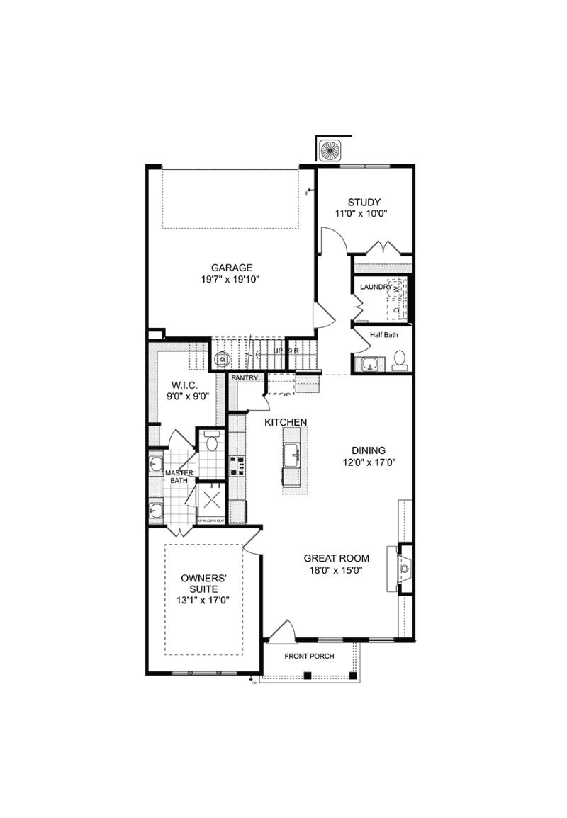 First floor of the available Mew townhome interior unit at Ruisseau in Woodstock, GA.